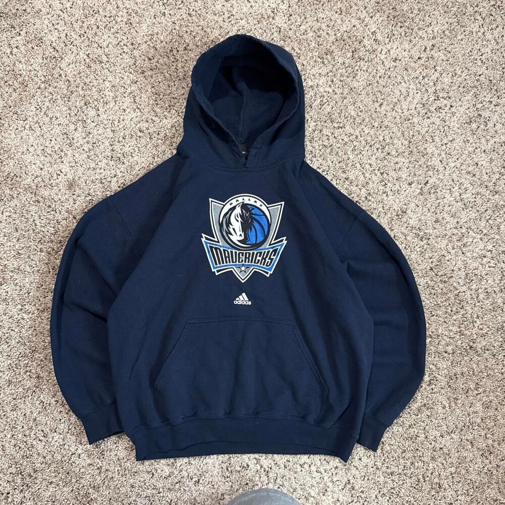 Adidas Men's Navy and Blue Hoodie
